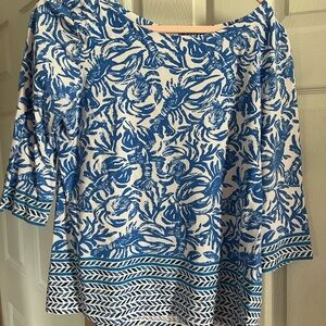 Lilly Pulitzer Blue and White Patterned Top